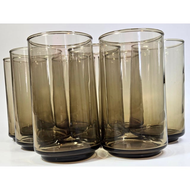 This is the ultimate 60-70s glassware. A bit of Danish modern in the design, the smoky brown in just the perfect shade and...