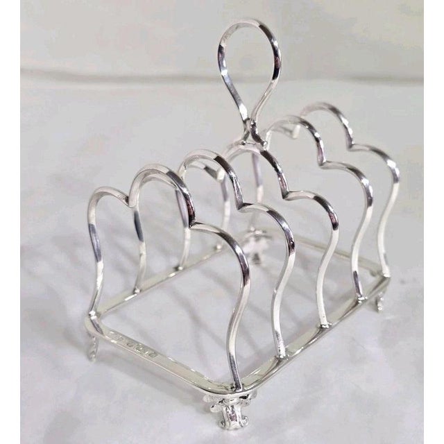 Antique Edwardian Sterling Silver Five-Bar Toast Rack from Marples & Co., 1901 For Sale - Image 3 of 18