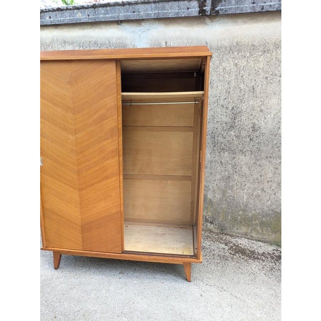 Brown Vintage Wardrobe with Sliding Doors, France, 1950 For Sale - Image 8 of 11