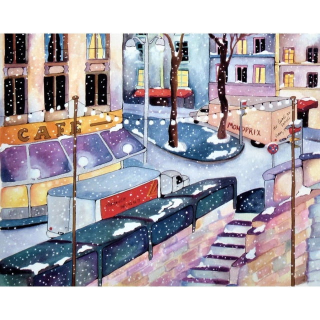 This artwork :La Seine a Paris" c.1990 is an original color serigraph on hand made paper by American artist Linea Pergola,...