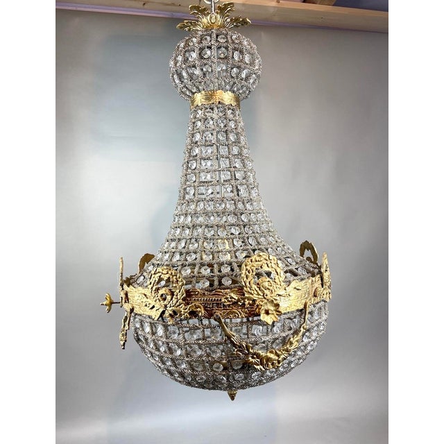 1960 French Louis XVI Gold Bronze Chandelier - 1 Pc For Sale - Image 13 of 17