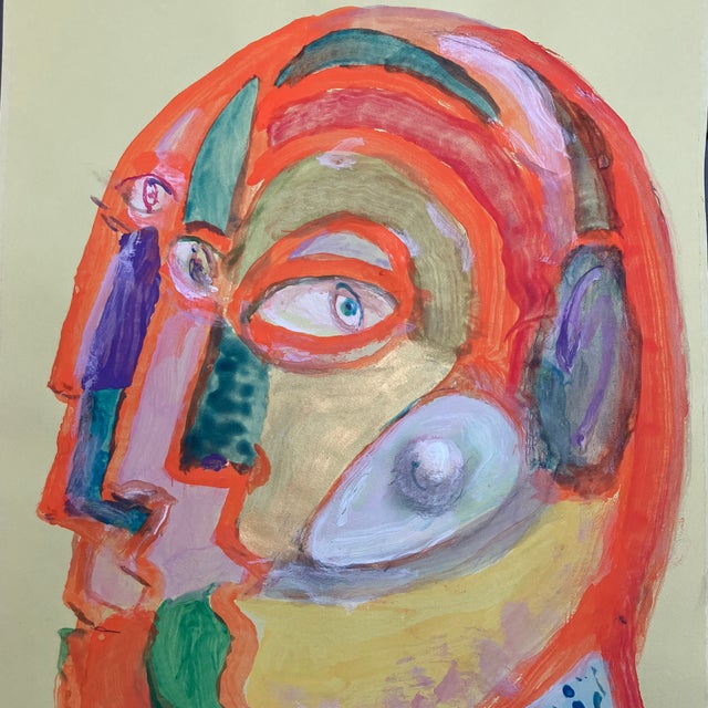 Contemporary original abstract portrait painting by EJ Hartmann. Signed and dated. Measures 12x18. Check out my shop...