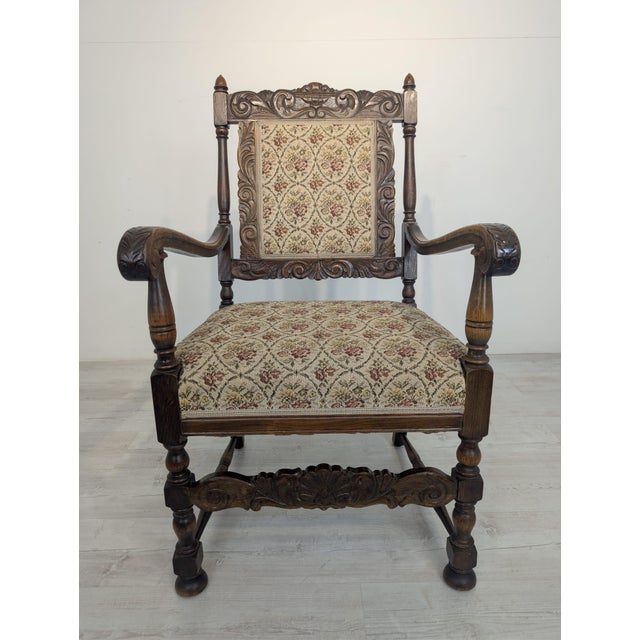 Antique Armchair in Oak Wood with Springs For Sale - Image 6 of 18