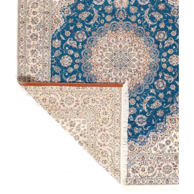 2020s Light Blue Persian Nain Silk & Wool 6l For Sale - Image 4 of 5