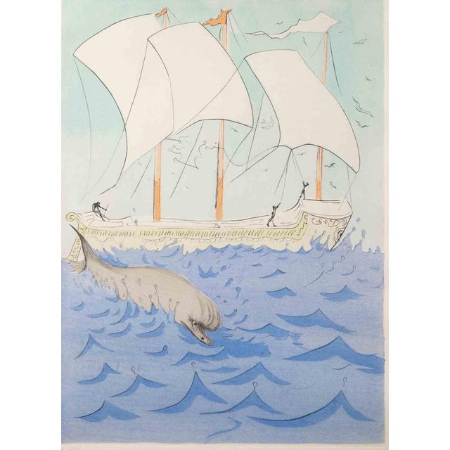 Etching, drypoint and pochoir on Arches paper. Edition of 75/195. Hand signed and numbered. Dimensions of frame: 76 x 61...