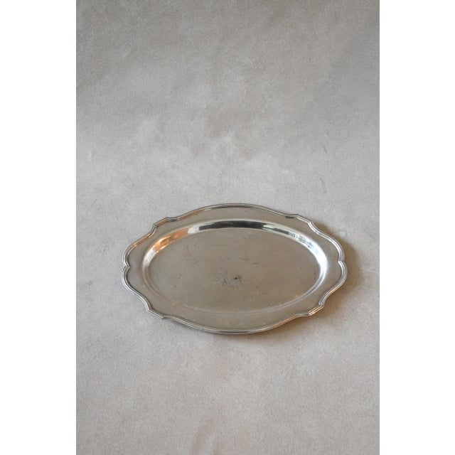 Traditional Vintage l.b. Smith Scalloped Silverplate Platter For Sale - Image 3 of 3