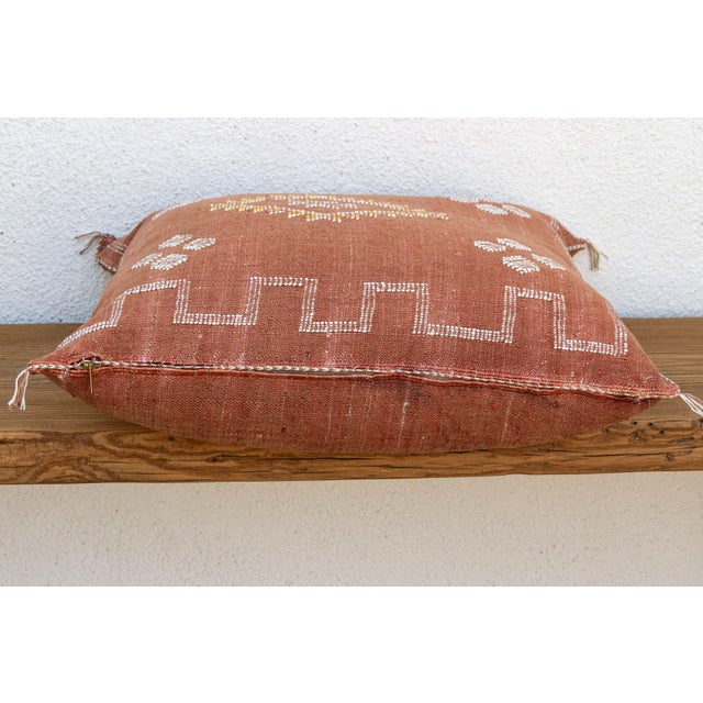 Moroccan 24" Sienna Chevron Moroccan Silk Pillow For Sale - Image 3 of 8