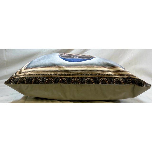 16" Square Decorative Throw Pillow Embellished With a Portrait of a Heroic Yorkshire Terrier Dog Depicted as an Airplane Pilot - Made in the U K For Sale In Dallas - Image 6 of 9