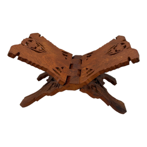 Hand-Carved Folding Wooden Book Stand | Moorish Rehal Lectern | Global Bohemian Decor