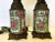 Traditional Early 20th Century Antique Asian Chinoiserie Style Hand Painted Porcelain and Bronze Oil Lamps Converted to Electric - a Pair For Sale - Image 3 of 13