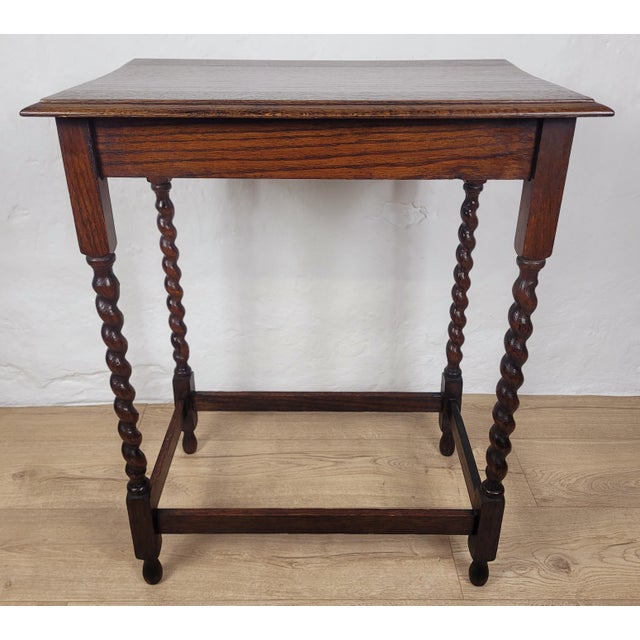 Vintage Rectangular Country Barley Twist Side Table, 1950 For Sale - Image 12 of 18
