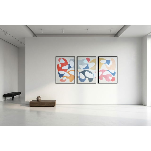 Details: Title: Primary Color Curves V Medium: Acrylic on Paper Size: 40x83 inches (each panel measures 40x28 inches),...