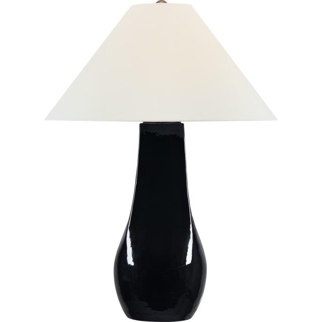 Modern Chapman & Myers by Visual Comfort Signature Cabazon 30" Table Lamp in Raven Black with Linen Shade For Sale - Image 3 of 3