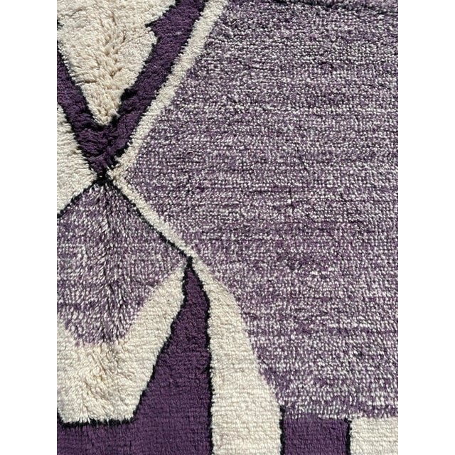 Contemporary Moroccan Purple Contemporary Hand-Knotted Area Rug For Sale - Image 3 of 6