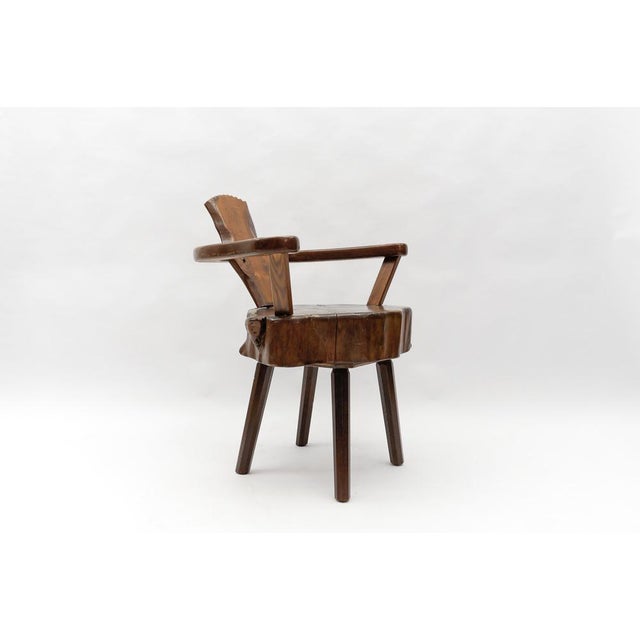Mid-Century Modern French Wooden Armchair attributed to Pierre Chapo, 1960s For Sale - Image 4 of 14