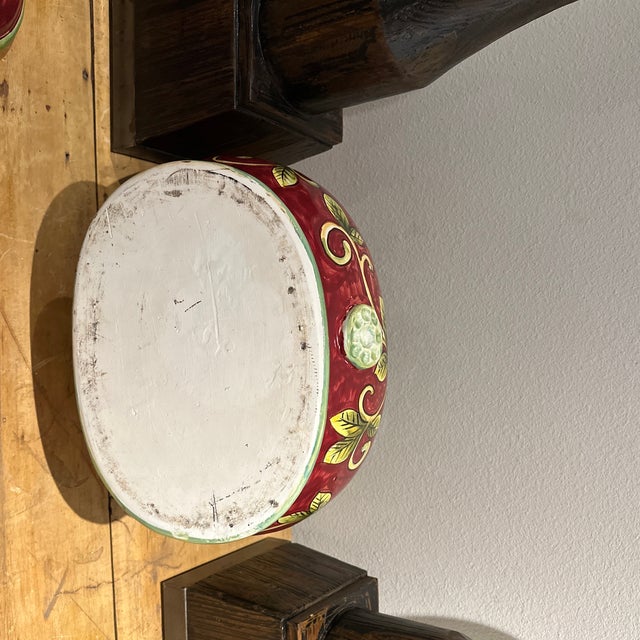 Extra Large Italian Lidded Olive Container, Lion Head and Lemon Tree Motif Fabulous For Sale - Image 6 of 12