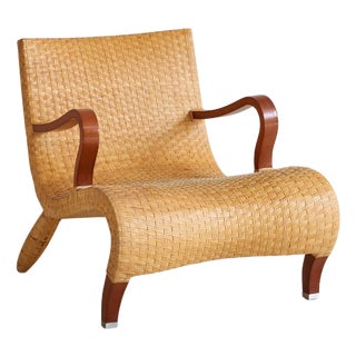 Italian Woven Leather Armchair by Antonio Citterio for B&B Italia, 1970s For Sale