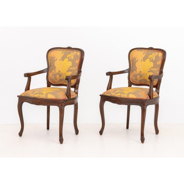 French Louis XV Style Walnut Armchairs, Pair For Sale - Image 3 of 10