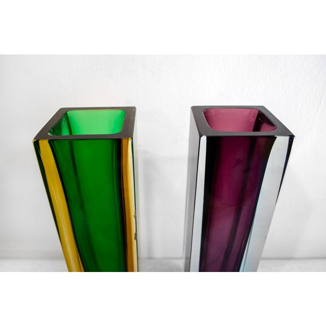 Sommerso Vases in Murano Glass by Flavio Poli, 1970s, Set of 2 For Sale - Image 3 of 7