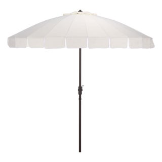Panza 9 Ft Crank Umbrella, Ivory/Brown Pole For Sale