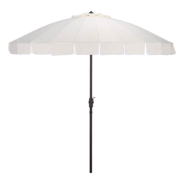 Panza 9 Ft Crank Umbrella, Ivory/Brown Pole For Sale