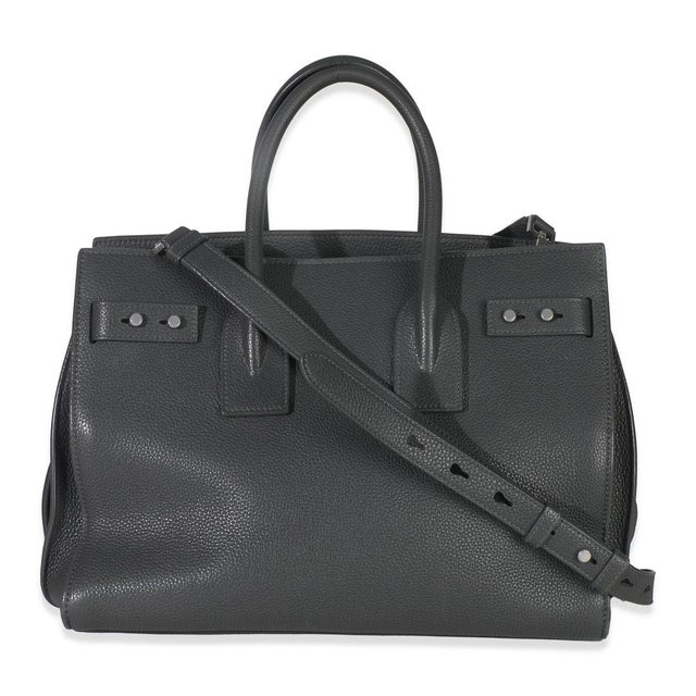 Yves Saint Laurent Grey Grained Calfskin Small Souple Sac De Jour For Sale - Image 4 of 8