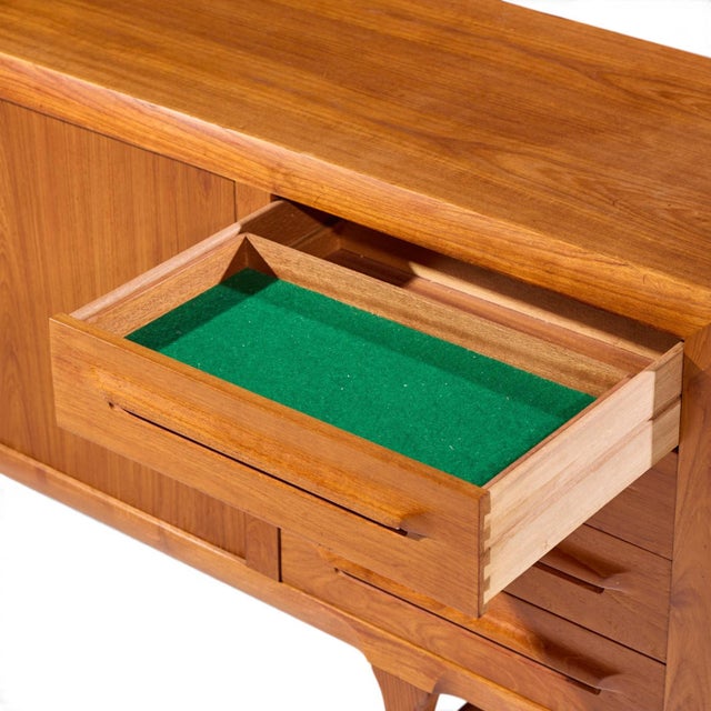 Kofod-Larsen for Faarup Møbelfabrik Mid Century Danish Teak Tambour Door Credenza For Sale - Image 9 of 11