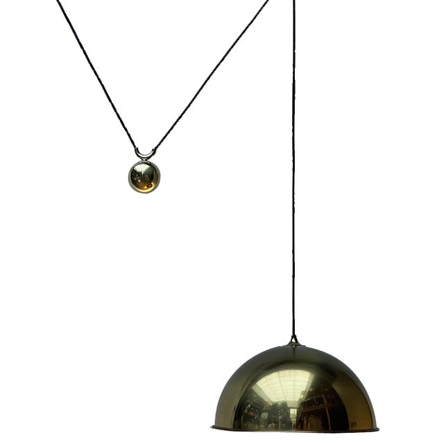 Vintage German Postmodern Brass Model Duos Counterweight Pendant Light by Florian Schulz, 1980s For Sale