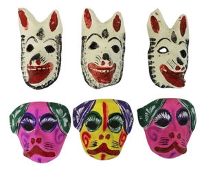 Vintage Mexican Papier-Mâché Masks 3 - Set of 6