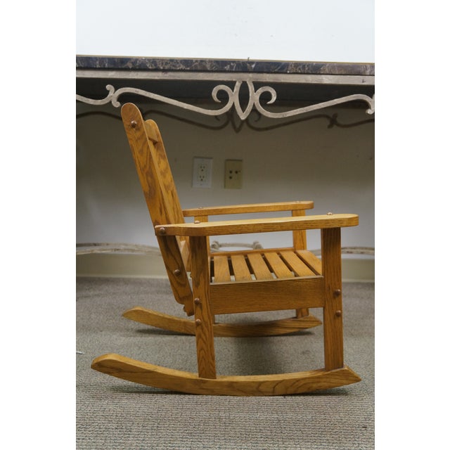 Vintage Mission Oak Child Doll Dollhouse Size Rocking Chair Rocker 23" For Sale - Image 4 of 13