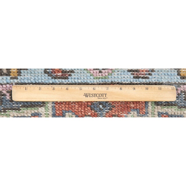 Persian 3X6Ft. Brunt Orange Light Blue Persian Design Inspired Hand Knotted Wool Runner Rug For Sale - Image 3 of 6