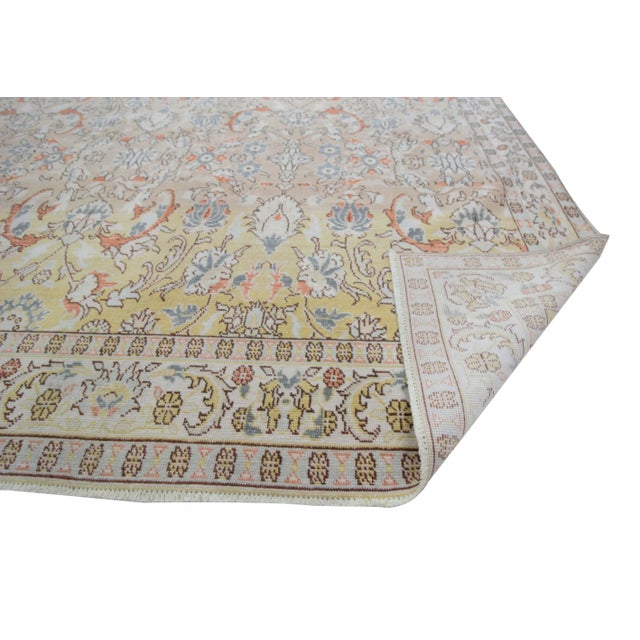 Mid 20th Century 1960s Vintage Floral Turkish Oushak Rug- 9′6″ × 13′1″ For Sale - Image 5 of 7