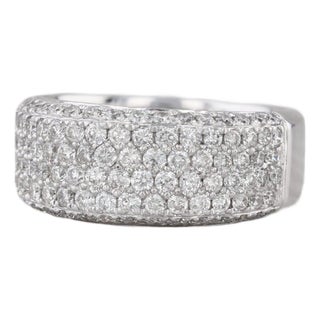 1.20ctw Pave Diamond Ring 14k White Gold Size 7.25 Wedding Anniversary Band For Sale