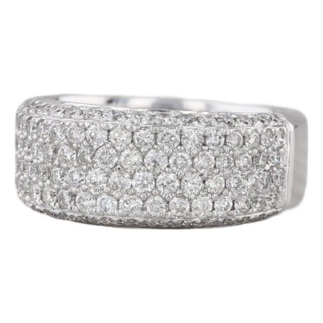 1.20ctw Pave Diamond Ring 14k White Gold Size 7.25 Wedding Anniversary Band For Sale
