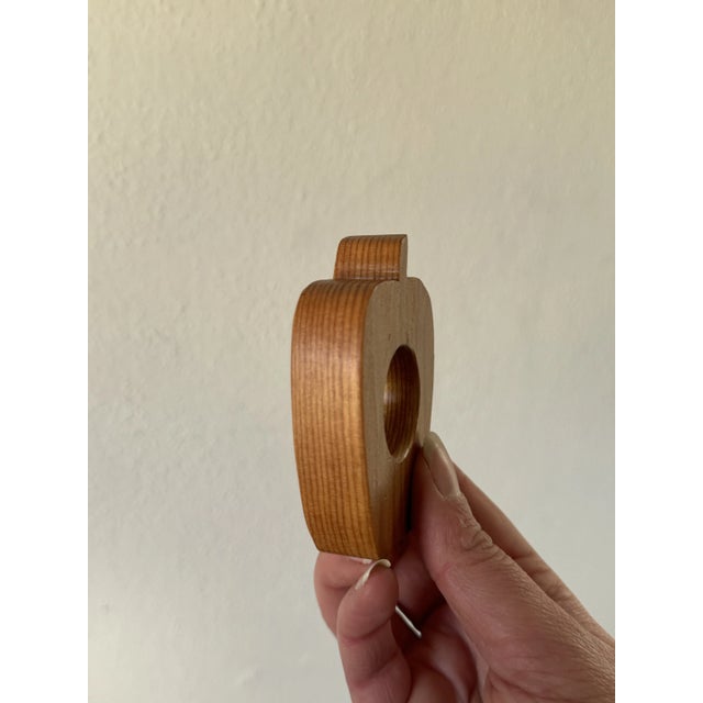 Wood Set of 6 Vintage Hand-Carved Wooden Apple Napkin Rings – Rustic Table Decor For Sale - Image 7 of 8