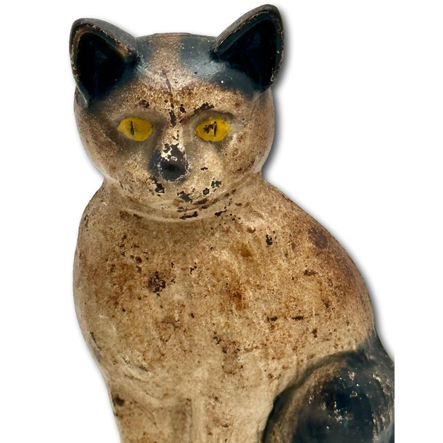 Very Rare Model Vintage 1930s "Wedge" Type Cast Iron Sitting Cat Doorstop by Spencer Guillford For Sale - Image 9 of 18