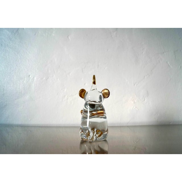Transparent 1950’s Hand Blown Glass & Gold Elephant Figurine For Sale - Image 8 of 12