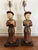 Pair of vintage Vietnamese figural hand-painted wooden figures in traditional polychrome lacquer attire. Crafted with...