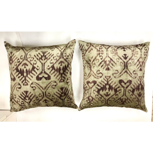 Early 21st Century Purple Silk Ikat Pillows - a Pair For Sale - Image 5 of 5