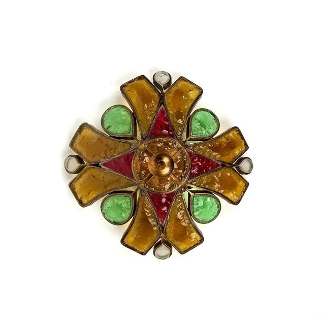 1970s Gold Iron and Colored Glass Sconce Wall Lamp from Longobard, 1970s For Sale - Image 5 of 10