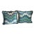 Pair of Schumacher Bezique Flamestich Pillows in Blues & Greens With Custom Samuel & Sons Fringe For Sale