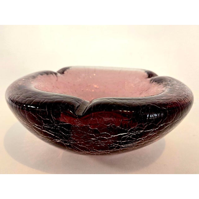 1960s Renato Anatra Murano Ghiacciato Art Glass Catchall/Ashtray, Signed For Sale - Image 12 of 13
