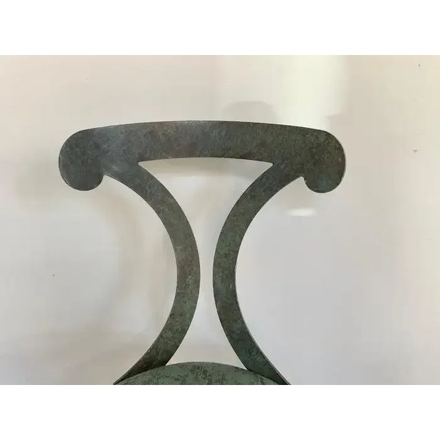 1990s Green Steel Patinated Klismos Chairs - A Pair For Sale - Image 10 of 13