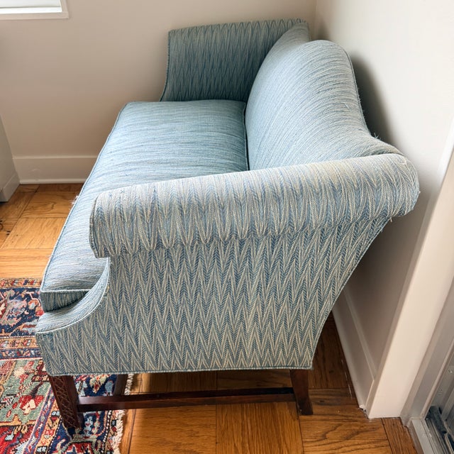 Blue Vintage Hickory Chair Settee—two Available For Sale - Image 8 of 11