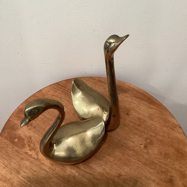 Pair of Mid 20th Century Brass Swans For Sale - Image 11 of 12