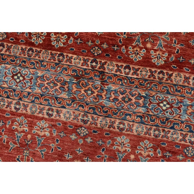 Fine Khorjin Rug 5’6” X 7’7” Red Wool Tribal Hand-Knotted Oriental Carpet For Sale - Image 10 of 14