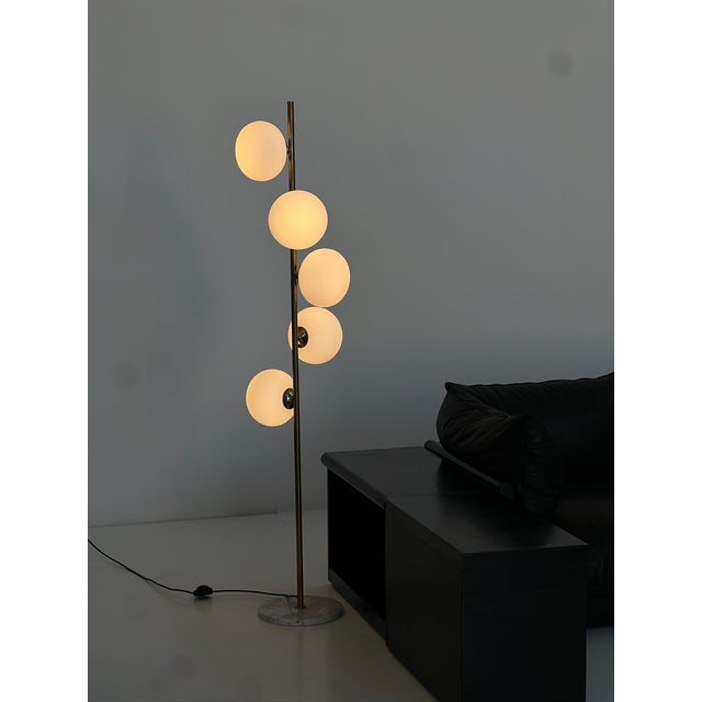 Gold Multi-Light Floor Lamp with Marble Base, 1980s For Sale - Image 8 of 9