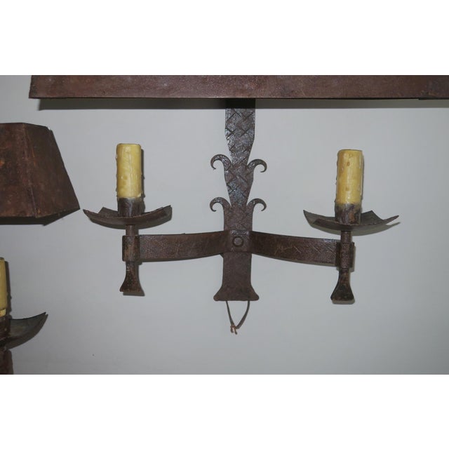 Mid-Century Modern Mid-Century Modern Brutalist Patinated Iron Wall Lights, 1960s, Set of 2 For Sale - Image 3 of 10