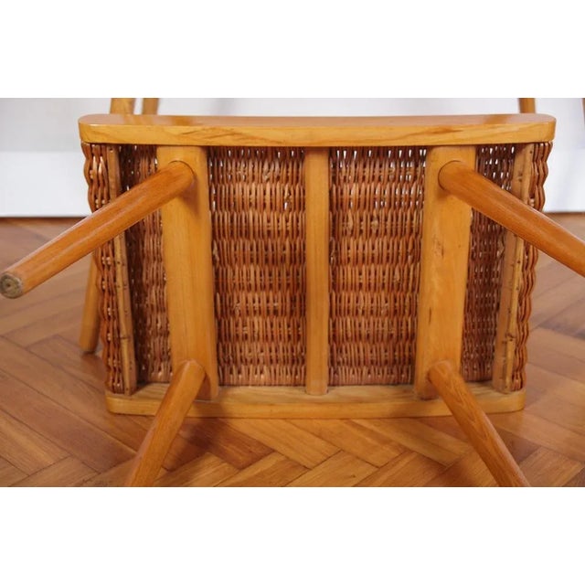Mid-Century Ash and Wickerwork Side Table and Stool from Uluv, 1960s, Set of 2 For Sale - Image 16 of 18