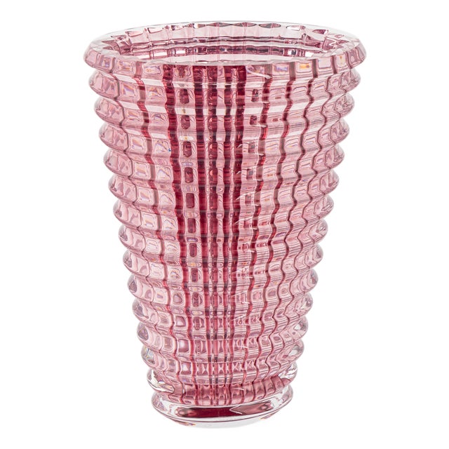 French Crystal Sculptural Oval Vase from Baccarat, 1990s For Sale